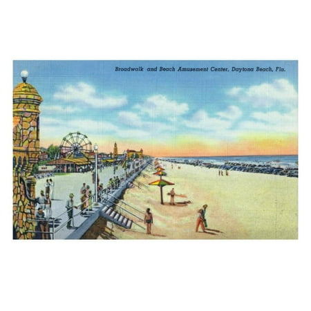 Daytona Beach Va Daytona Beach, Florida - Broadwalk and Beach Amusement Center View Print Wall Art By Lantern Press ()