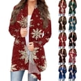 thumbnail image 4 of Women's Fashion Christmas Print Jacket, Long Sleeve Casual Cardigan Coat for Everyday Wear and Comfortable Outfits,Wine,XL, 4 of 6