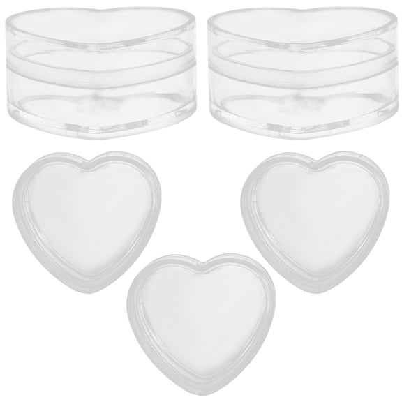 YuYiSan 5pcs Clear Heart Shape Storage Cases Heart Boxes Jewelry Cases Small Gift Containers