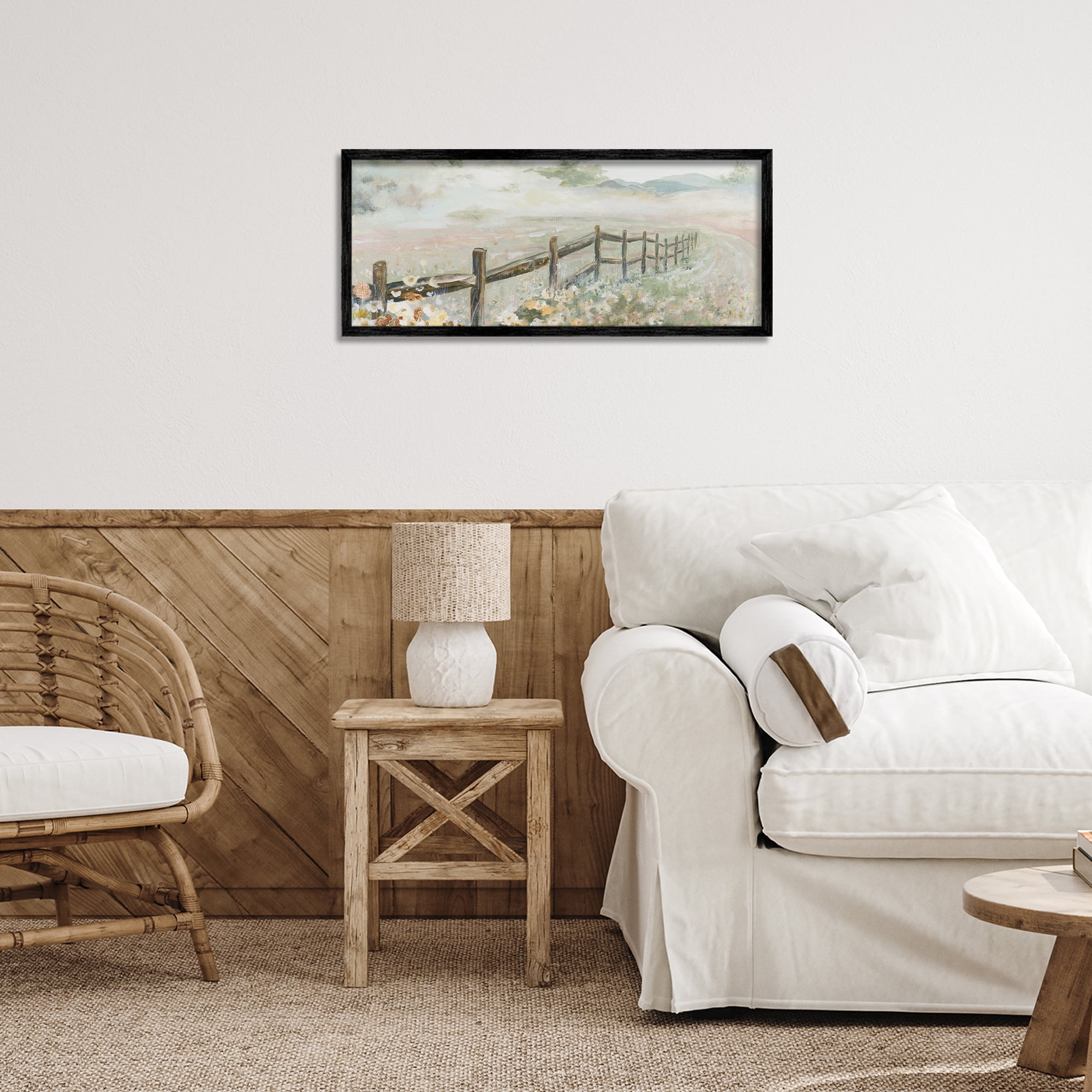 Stupell Industries Soft Fence with Flowers Black Framed Giclee Art, design by Patricia Pinto