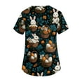 thumbnail image 6 of Fabrcox S-5XL Bunny Egg Hunt Print Holiday Womens Scrub Tops V Neck Short Sleeve Easter Womens Nursing Uniforms Shirts with Pocket, 6 of 6