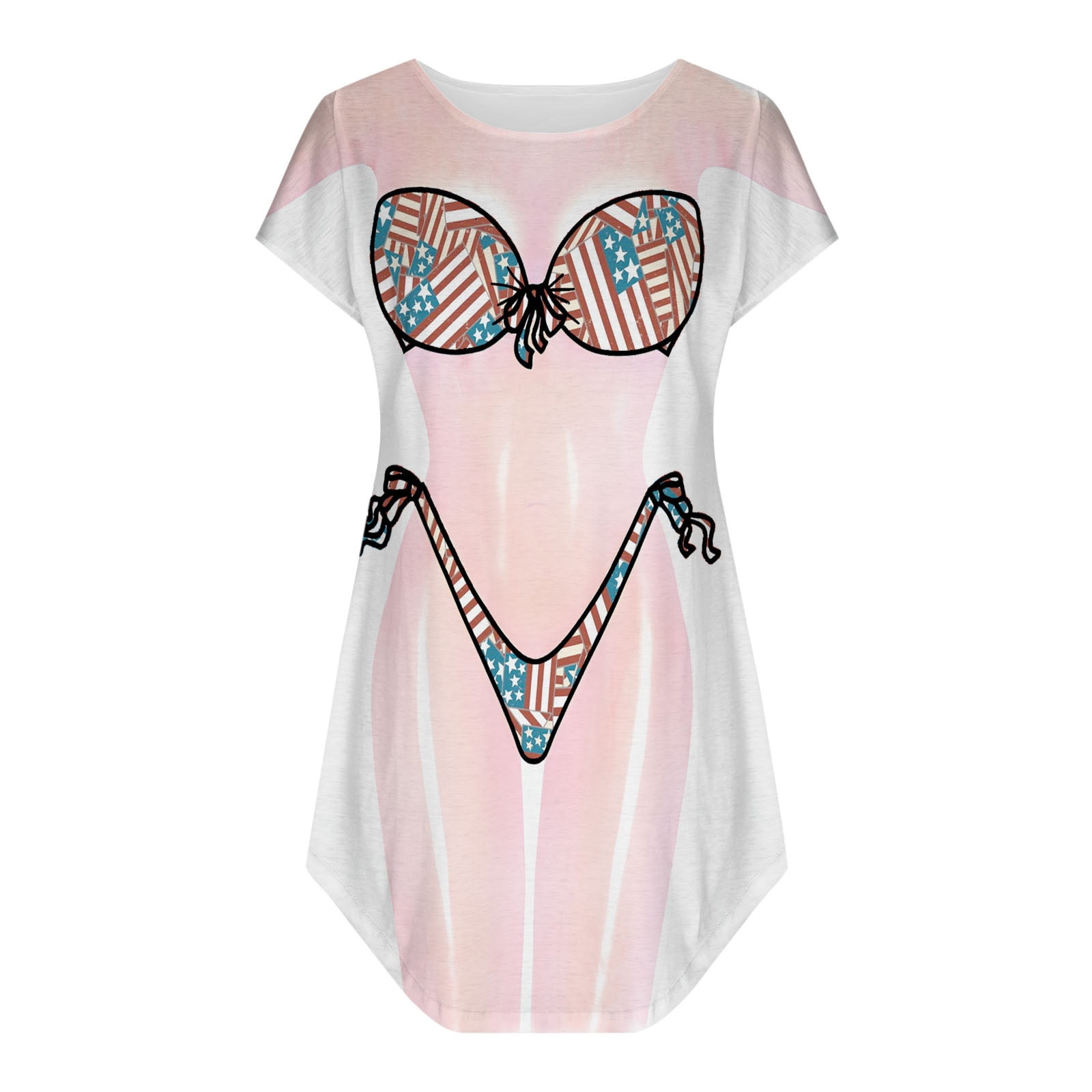 JGGSPWM Women's Bikini Shirt Cover Up Short Sleeve Cute Print