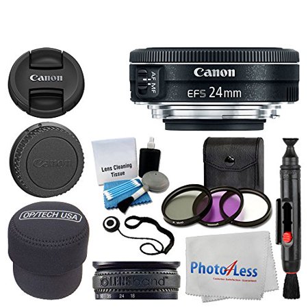 Canon EF-S 24mm f/2.8 STM Lens + 3 Piece UV Filter Kit 52mm + Fold-Over Lens Pouch + Lens Band + 5 Piece Lens Cleaning Kit + Cleaning Cloth + Lens Pen - Ultimate lens Accessory
