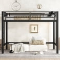 thumbnail image 2 of Jopath Twin XL Size Metal Loft Bed, Loft Bed with Easy Climbing Ladder and Guardrails for Boys Girls Teen Black, 2 of 9