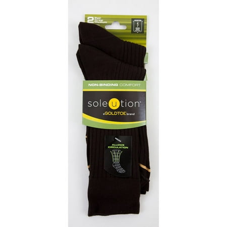 Soleution by GOLDTOE Non-Binding Comfort Men's Combed Cotton Crew, 2-pair Socks