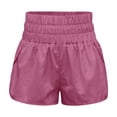 thumbnail image 4 of Bmisegm Athletic Shorts for Women Solid Color Quick Dry Workout Elastic Athletic Yoga High Waist Womens Shorts Pink M, 4 of 6