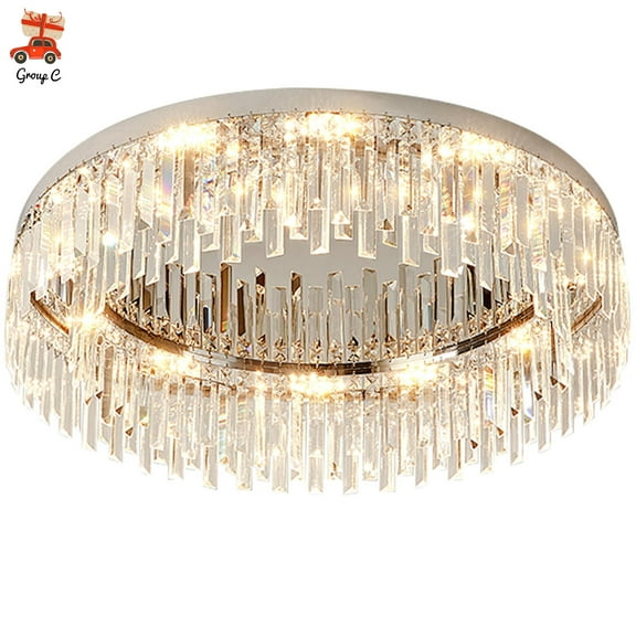 Modern Flush Mount Crystal Chandelier LED Ceiling Light Pendant Lamp Fixture 40w