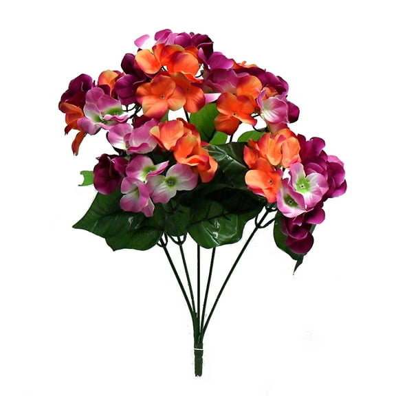 Magenta Coral Hydrangea 21in Artificial Polysilk Faux Fake Flower Bush for Craft Home Garden Outdoor Bouquet Arrangement Ceremony Wedding Arch Floral Wall Aisle Decor (Fuchsia, Set of 2)