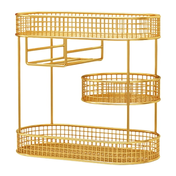 Organizador de mesa de centro con cesta de frutas de 3 capas, estante de encimera de cocina multiusos para Oro