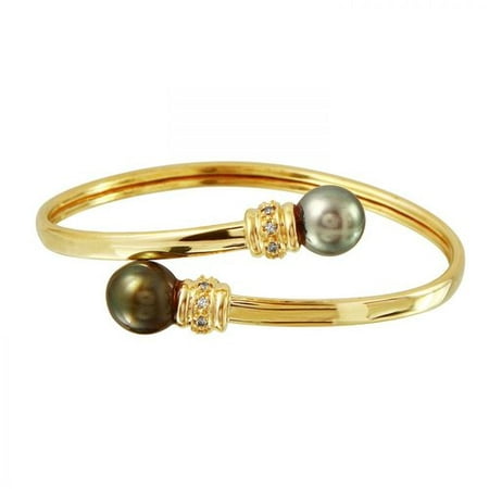 Foreli 0.12CTW Tahitian Pearl And Diamond 14K Yellow Gold Bracelet