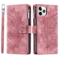 thumbnail image 3 of For iPhone 14 Plus Wallet Case,PU Leather Pressed Sunflowers Leather Zipper Flip Wallet Multi Card Slots Photo Frame Phone Bag Case , Pink, 3 of 9