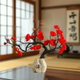 thumbnail image 5 of JingChun Plum Blossom Artificial Flowers Silk Blossoms with Resin Vase Double Branches Simulation Flower Blossom Potted Arrangement for Home Party Decor, 5 of 6