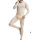 thumbnail image 4 of Jumpingount Conjunto de ropa interior para hombre, ropa de dormir de seda helada para otoño e invierno, ropa de abrigo de Color sólido, camiseta interior conjuntos de ropa Color de piel/L, 4 of 6
