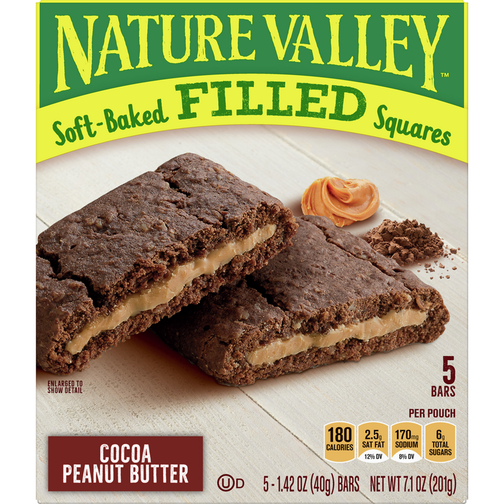 Nature Valley SoftBaked Oatmeal Squares, Cocoa Peanut Butter, 6 ct, 7.