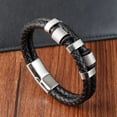 thumbnail image 3 of Charm Braid Rope Bracelet For Men Stainless Steel Magnetic Buckle Genuine Leather Bracelets & Bangles Male Female Jewelry, 3 of 6