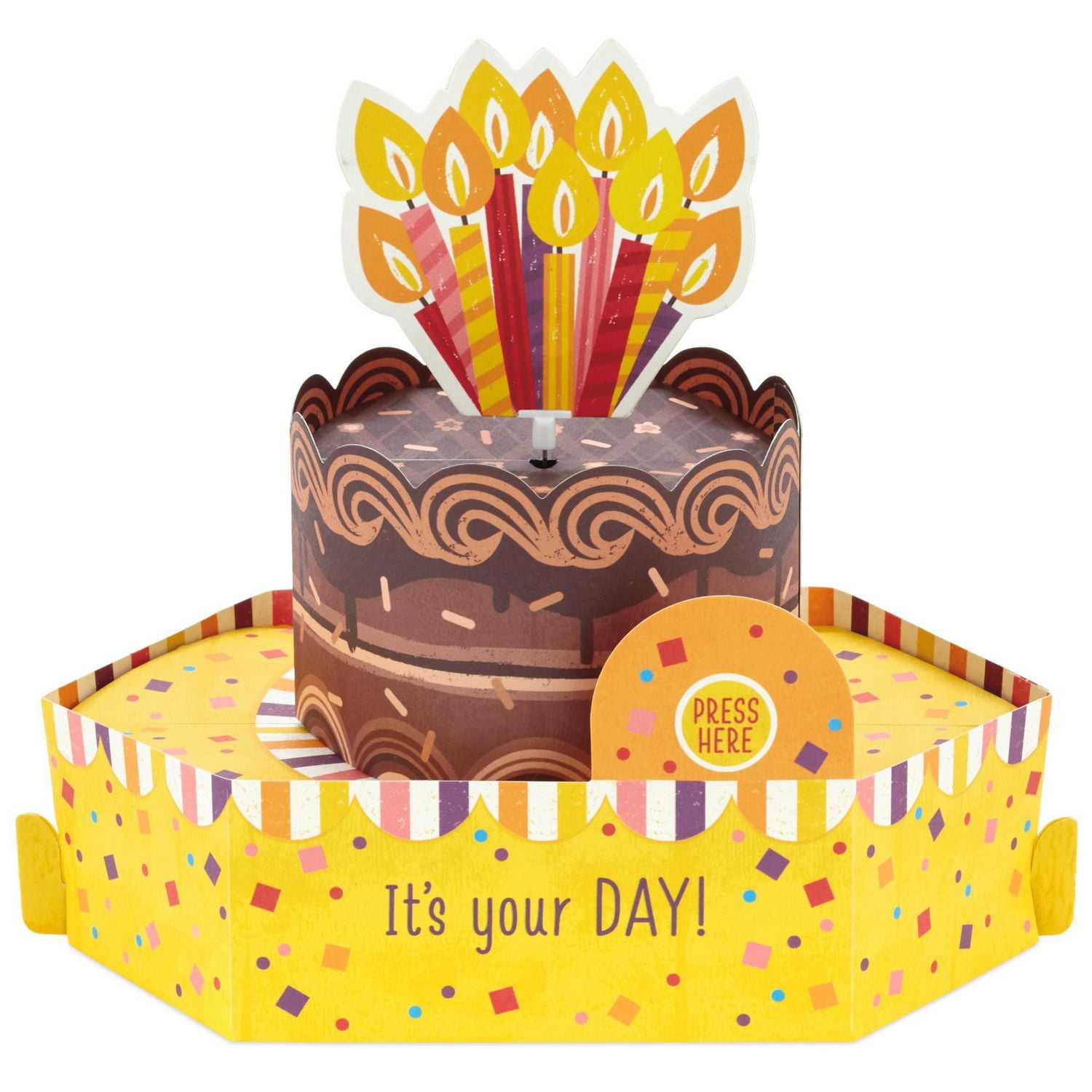 Carte musicale en relief de fête (avec mouvements) – Paper Wonder de Hallmark (Gâteau de fête)