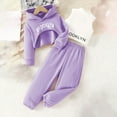 thumbnail image 2 of Girls Tracksuits 3 Piece Outfits Brooklyn Printed Cropped Hoodies and Tank Tops with Pants Sets for Fall 3-10 Years, 2 of 4