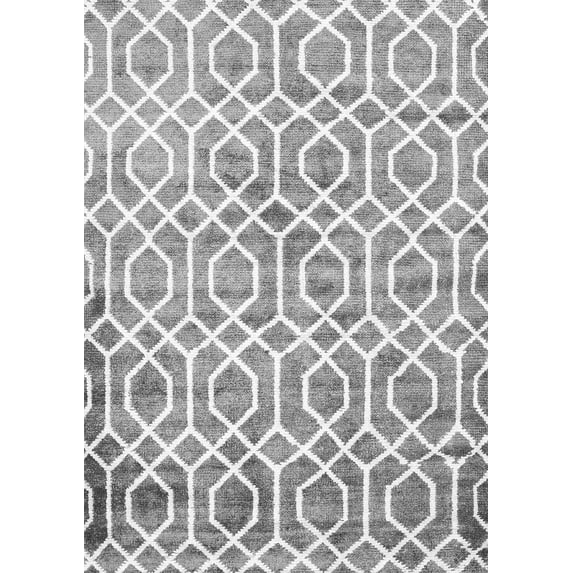 Ahgly Company Indoor Rectangle Trellis Gray Modern Area Rugs, 2' x 4'
