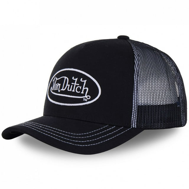 Baseball Cap VON lettered Sunscreen Mesh Embroidered DUTCH Trucker Hat TEMU black Adjustable