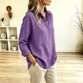 thumbnail image 3 of Vivianyo HD Women's Collared Half Button Popover Blouse, Fall Solid Long Sleeve Shirt for Women, Women's Purple, Sizes S-3XL, 3 of 5