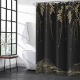 thumbnail image 3 of Black Luxury Shower Curtain, Gold Leaves Floral Flower Tree Branch Botanical Wave Stripe Waterproof Fabric Bathroom Curtain for Bathtub Home Decor with 12 Hooks Machine Washable, 72"x72", 3 of 6