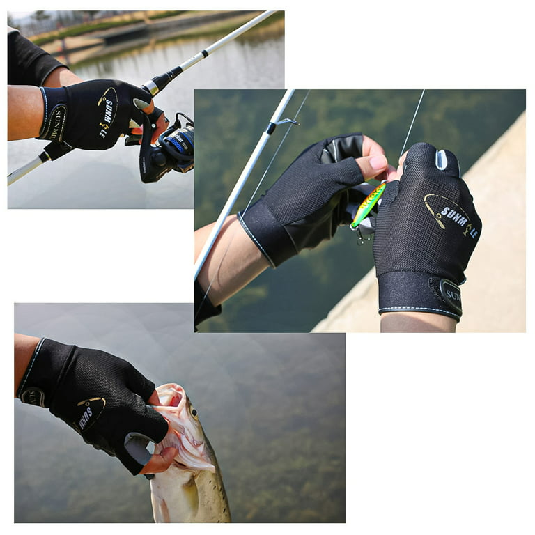 Sijiali 1 Pair Fishing Gloves 3 Half Finger Sunscreen Waterproof Summer  Sport Lure Gloves for Fishing Lover