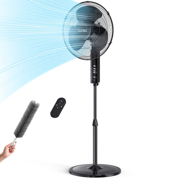 Qunler 16'' Pedestal Oscillating Fan with Remote Control, Timer Stand up Fan, 3-Speed, Electric Cooling Fans for Bedroom Home Office Use