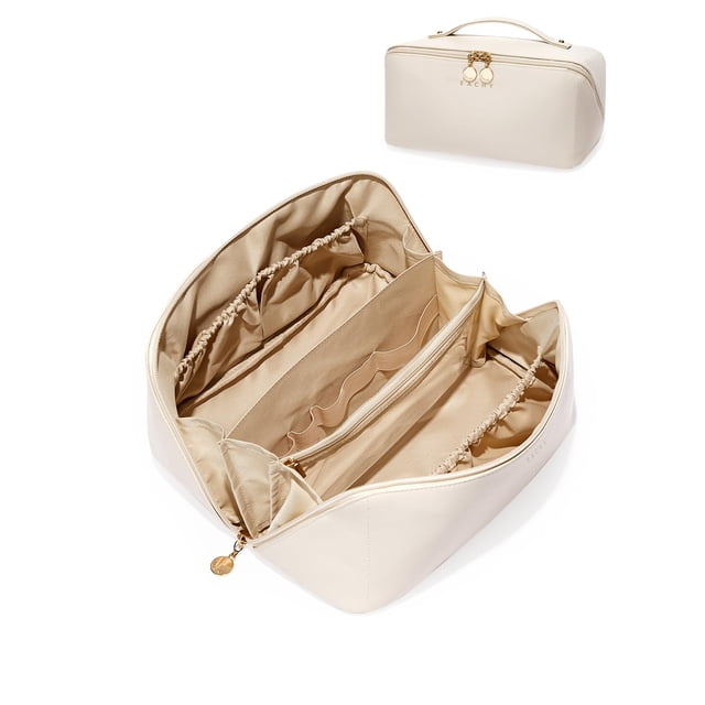Bolsa de maquillaje EACHY Travel de gran capacidad, impermeable, blanca