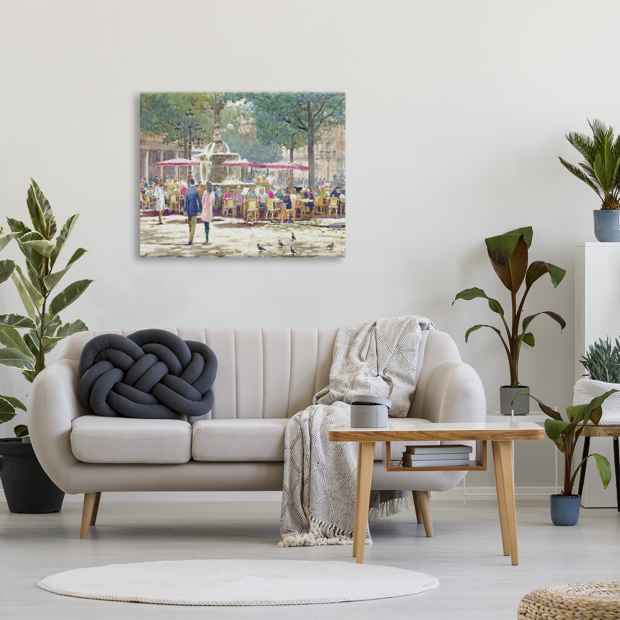 Stupell Industries People at Parisian Cafe Town & City Painting Gallery Wrapped Canvas Art Print Wall Art, 40 x 30