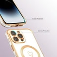 thumbnail image 3 of Magnetic Case for iPhone 14 Pro Case 6.1 inch [Compatible with MagSafe] Cute Plating Love Hearts Pattern Case with Camera Protection,Soft Shockproof TPU Bumper Cover for Women Girls,White, 3 of 13