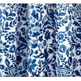 thumbnail image 2 of DriftAway Julia Watercolor Blooming Flower Floral Lined Thermal Insulated Energy Saving Window Curtain Pair Valance 2 Layers Rod Pocket 52 Inch by 18 Inch Plus 2 Inch Header Navy, 2 of 4