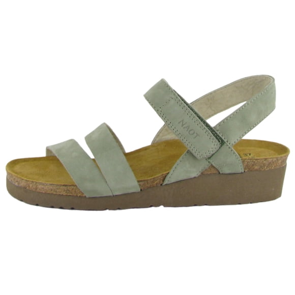 Sandalias NAOT Kayla para mujer, 3 correas, nubuck, color salvia