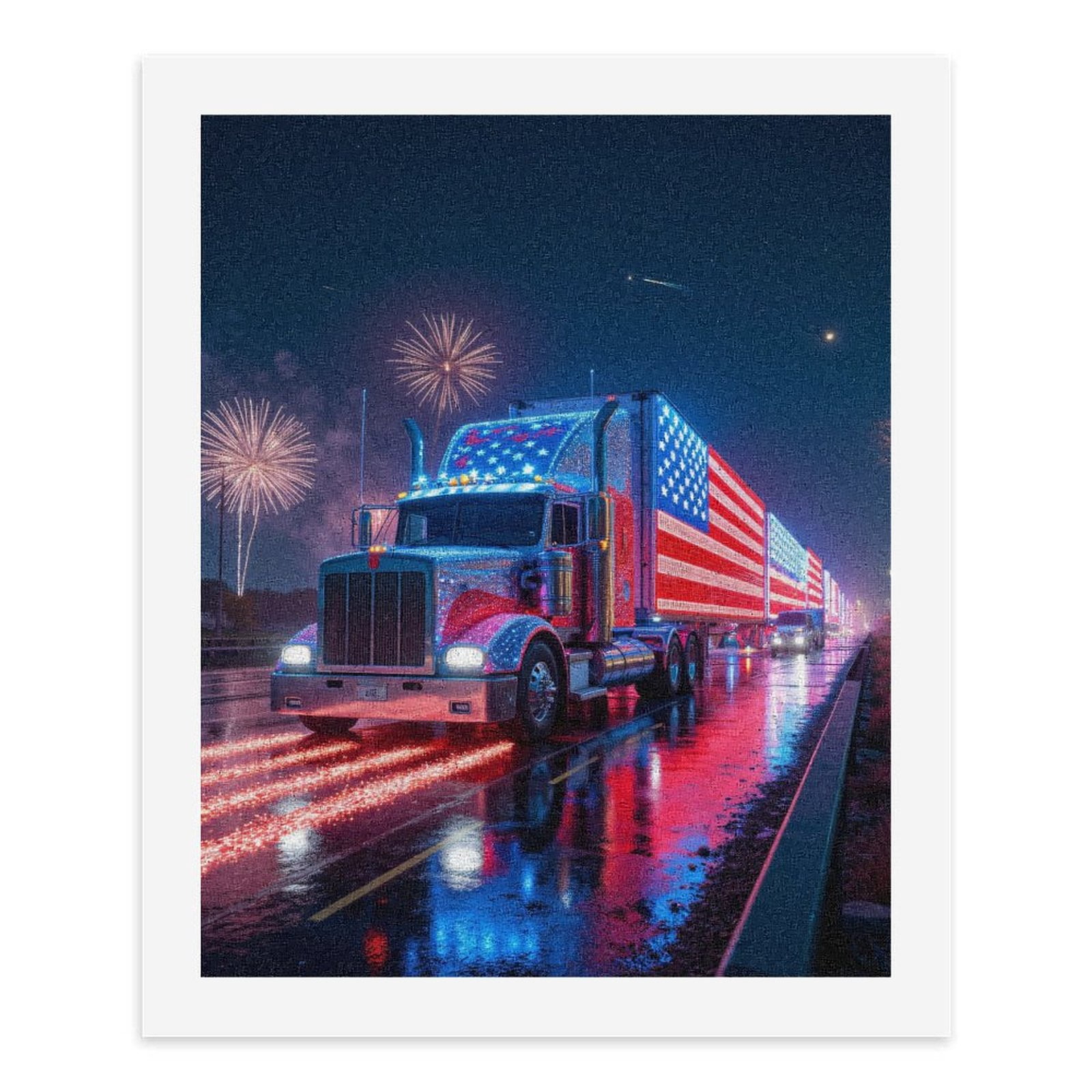 Paint By Numbers Kit for Adults Beginner - DIY Truck Night Celebration Illuminations Canvas Painting Kits for Adults, Frameless Paint By Number for Adults for Home Wall Decor 16x20 Inch