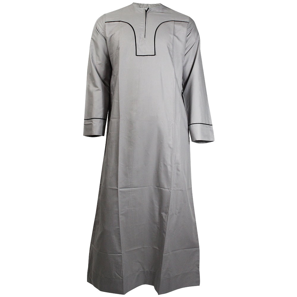 Hijaz - Hijaz Mashroo Madina Omani Light Gray Long Sleeve Formal Thobe ...