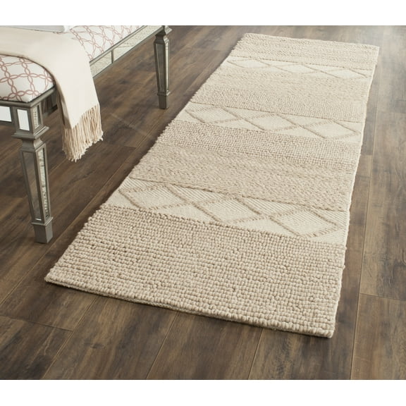 SAFAVIEH Natura Mildred Geometric Striped Runner Rug, Beige, 2'3" x 12'
