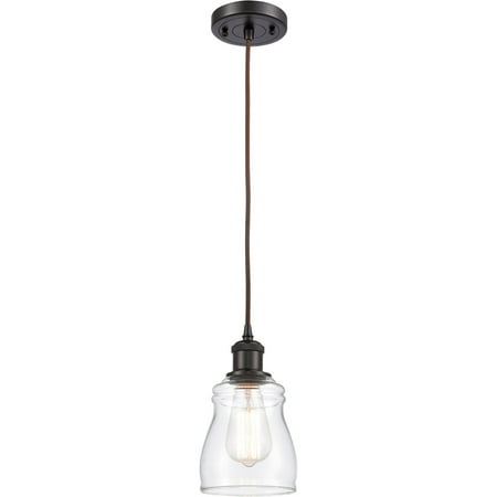 

Oil Rubbed Bronze Tone Mini Pendants 5 Wide Clear Glass Steel/Cast Brass Medium Base 1 Light Fixture