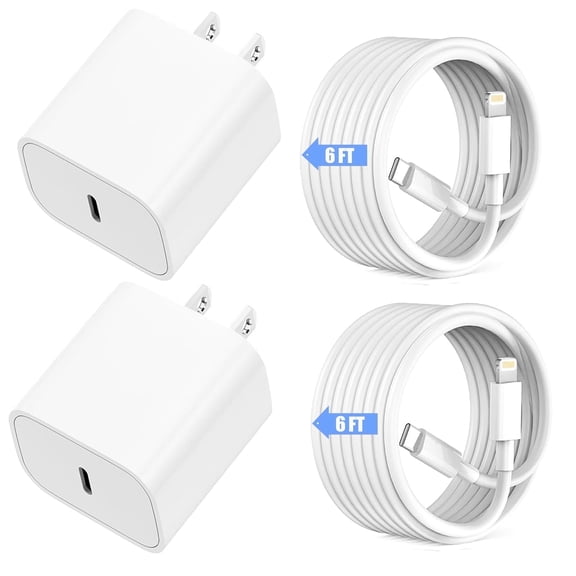 For iPhone Fast Charger【Apple MFi Certified】2Pack Wall Charger Block with 6FT Lightning Cable Compatible For iPhone 14/14 Pro/14Pro Max/13/13 Pro/12/12 Pro/12 Pro Max/11/Xs Max/XR/X