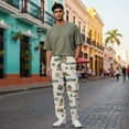 thumbnail image 4 of Men's pajama pants with vintage camper van and mountain scene print， soft home pajama pants， casual and comfortable loose fit pajama pants， elastic waistband, 4 of 10