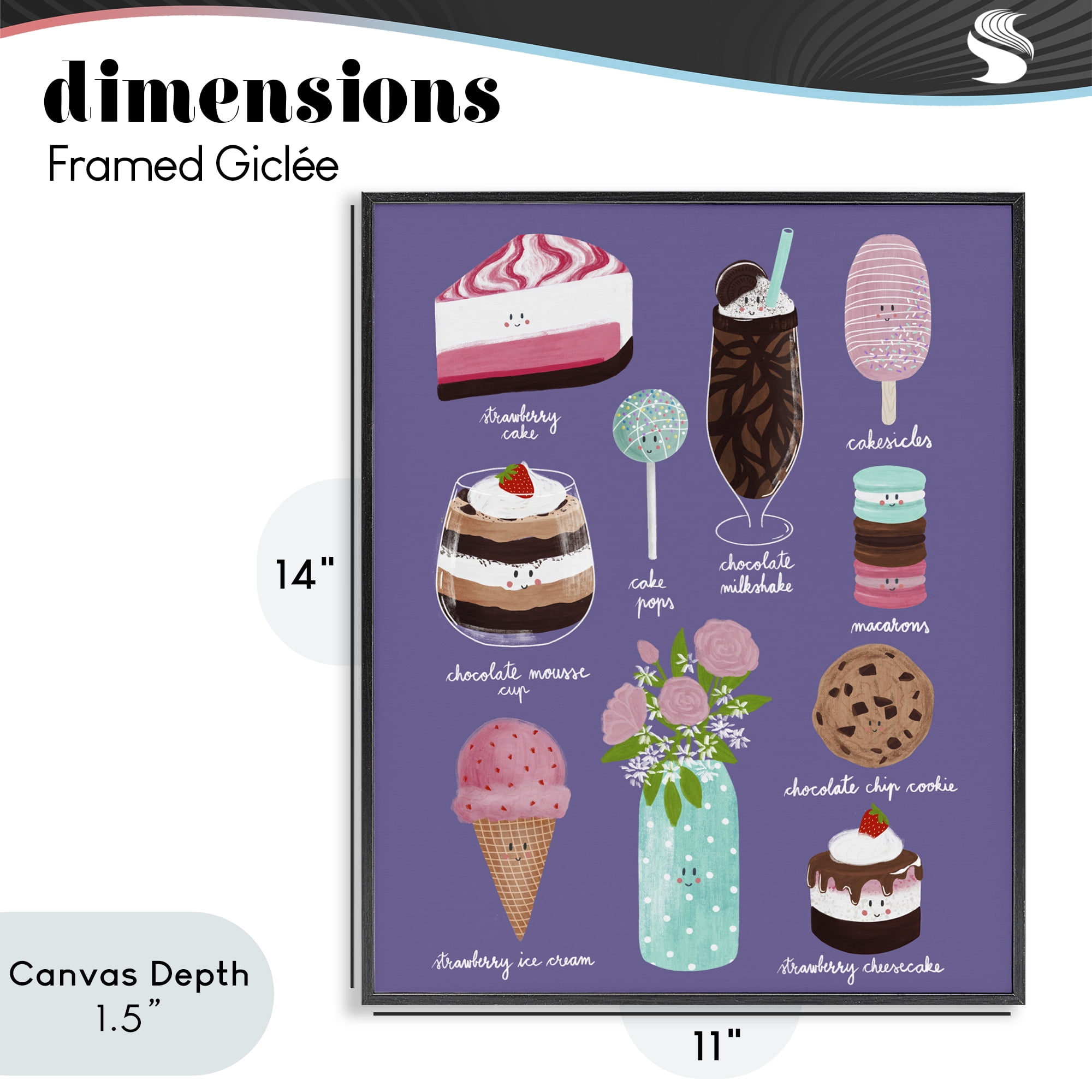 Stupell Industries Decadent Desserts & Flowers Black Framed Giclee Art, design by Metka Hiti