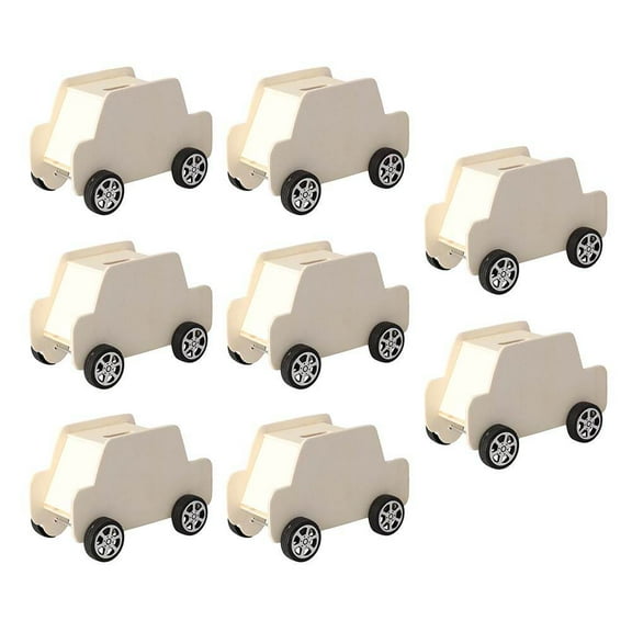 HONMEET 8Pcs Wooden Car Shaped Saving Banks Money Storage