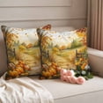thumbnail image 2 of Fall Oil Painting Outdoor Waterproof Pillow Covers, Thanksgiving Pumpkin Maple Leaf Country Decorative Square Throw Pillowcase Sofa Cushion Sham for Patio/Couch/Chair, 18"x18" 2 Pack, 2 of 8
