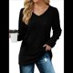thumbnail image 2 of Blusas de Larga para Mujer, Camisetas con Cuello en V, Suéteres Tipo Túnica Ligeros, Moda Negro XL, 2 of 9