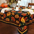 thumbnail image 2 of Halloween Tablecloth, Pumpkin Bat Spider and Candy Table Cloth, Microfiber Fabric Waterproof Tablecloths, Spillproof Table Cover for Dinner Party Decoration, Rectangle 60 x 120 Inch, Orange and Black, 2 of 5