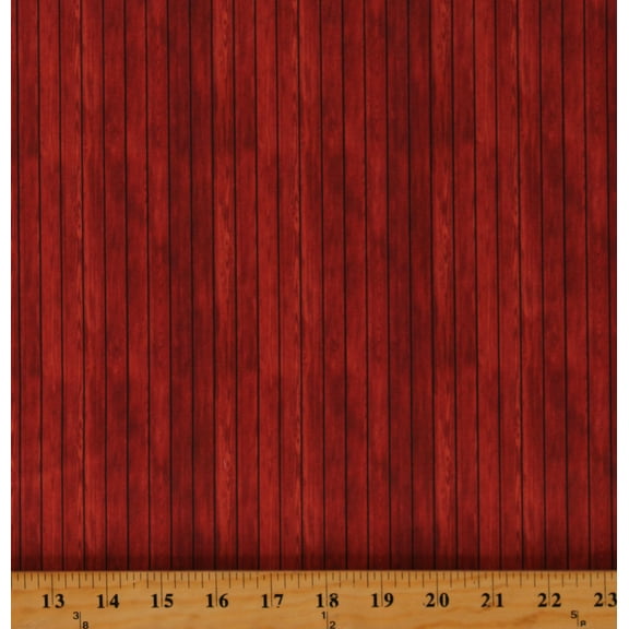 Cotton Barn Wood Planks Barnyard Blenders Wood Red Cotton Fabric Print by the Yard (12021428)