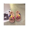 thumbnail image 4 of Woobling Ladies Slide Sandals Flat Plush Slipper Slip On Fuzzy Slippers Home Non-slip Open Toe Fluffy Slides Pink 7.5, 4 of 8