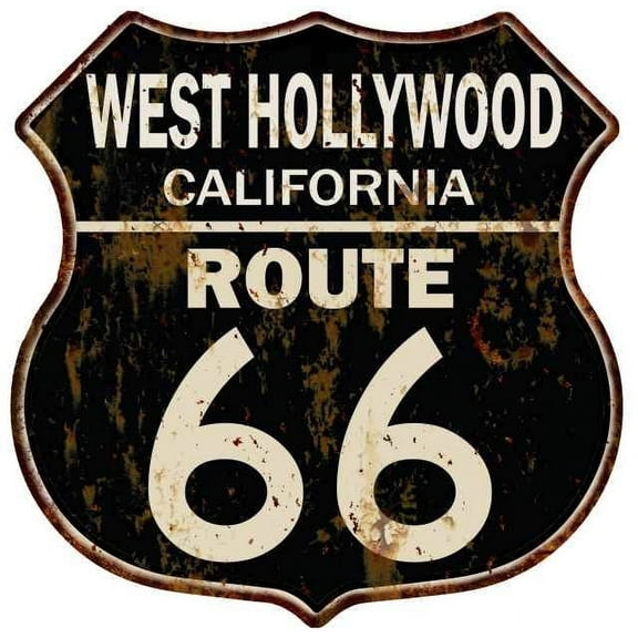 WEST HOLLYWOOD, CALIFORNIA Route 66 Shield Metal Sign Man Cave 211110014068