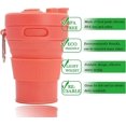 thumbnail image 2 of Tasse à Café en Silicone Pliable pour Camping Voyage avec Paille Réutilisable Portable 450ml, 2 of 4