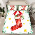 thumbnail image 2 of Homewish Teens Red Christmas Stocking 4-Piece Full Size Sheets,Kawaii Xmas Bowknot Bed Sheets,Happy New Year Lightweight Sheet Sets,Super Cozy Room Decor, 2 of 7