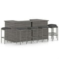 thumbnail image 1 of vidaXL 8 Piece Garden Bar Set with Cushions Poly Rattan Grey, 1 of 5