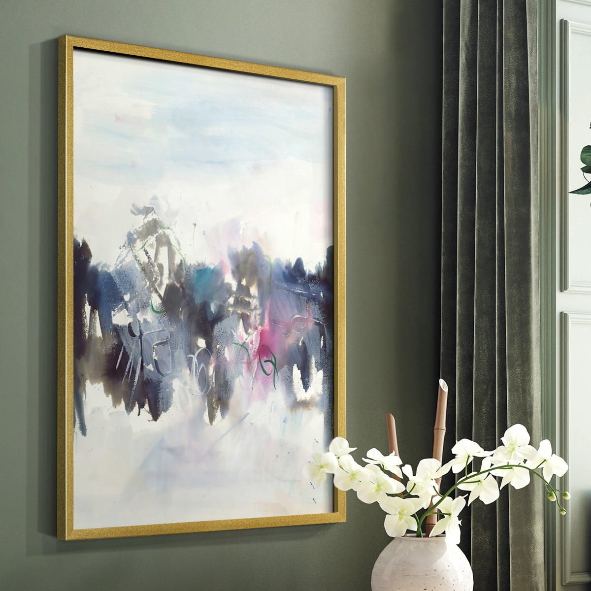 Birds II Framed Print in Gold Solid Wood Framed Print No Nail Hanging